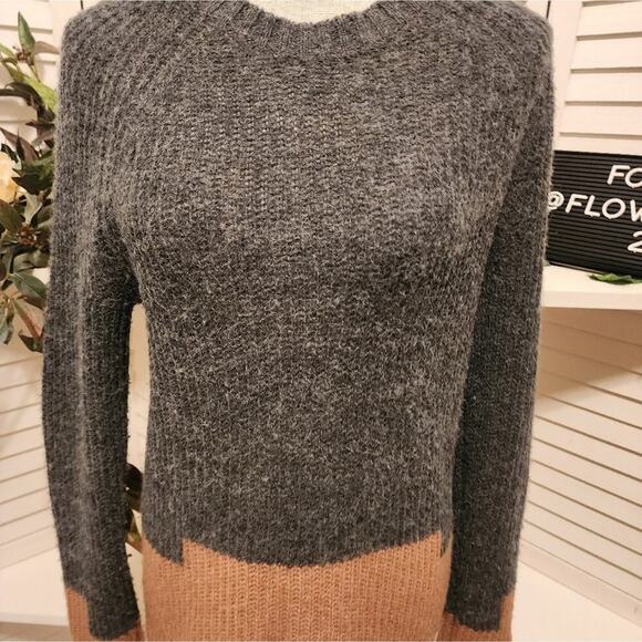MADEWELL COLOR BLOCK TAN/GRAY ALPACA BLEND SWEATER SIZE MED - Picture 2 of 6